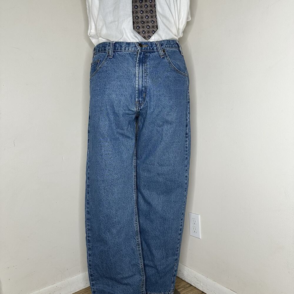 Full Blue Mens 36x32 Jeans Straight Medium Wash Denim Work Pants Trousers